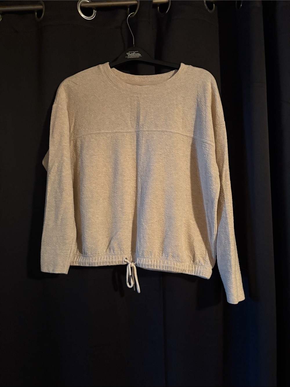 Casual Drawstring Hem Sweatshirt - Cream